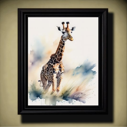 Poster Aquarelle Peinture d'une girafe 5:4