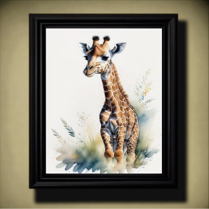 Poster Aquarelle Peinture d'une girafe 5:4