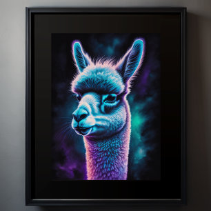 Poster Aquarelle Peinture d'une lama 3:4 II