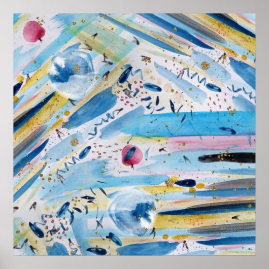 Poster Aquarelle peinture main art abstrait (Devant)