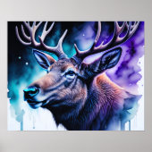 Poster Aquarelle Peinture Majestic Elk 5:4 (Devant)