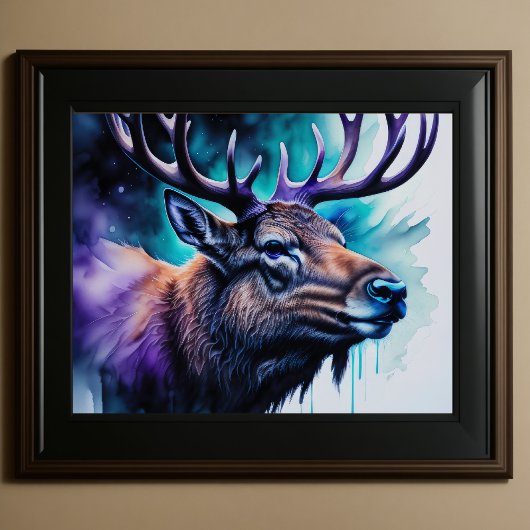Poster Aquarelle Peinture Majestic Elk 5:4