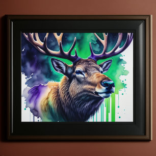 Poster Aquarelle Peinture Majestic Elk 5:4