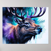 Poster Aquarelle Peinture Majestic Elk 5:4 (Devant)