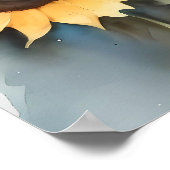 Poster Aquarelle Peinture Ours Brown Et Fleurs De Soleil (Coin)