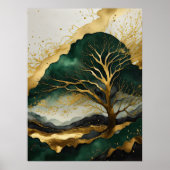 Poster Aquarelle peinture paysage Abstraite or V (Devant)