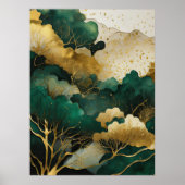 Poster Aquarelle peinture paysage Abstraite or VI (Devant)