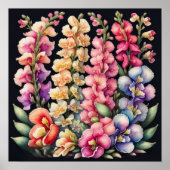 Poster Aquarelle Peinture Snapdragons Fleurs Floral 1:1 (Devant)
