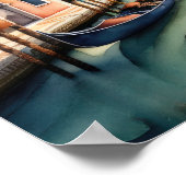 Poster Aquarelle Peinture Venise Ville Scène Gondola 1:1 (Coin)