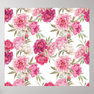 Poster Aquarelle Peoné rose : Élégance florale