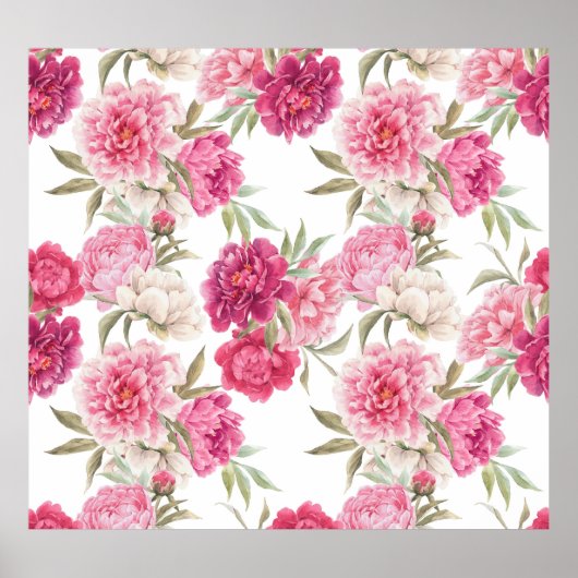 Poster Aquarelle Peoné rose : Élégance florale (Devant)