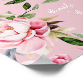 Poster Aquarelle Peony Magnolia Mariage Welcome Pink (Coin)