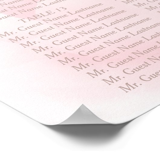 Poster Aquarelle Peony rose clair Mariage (Coin)