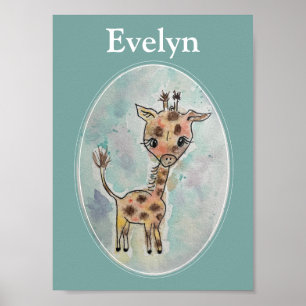 Poster Aquarelle personnalisée peinte à la main par Giraf