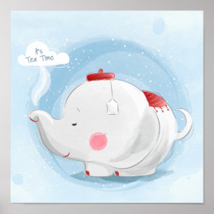 Poster Aquarelle personnalisée Teacup Elephant