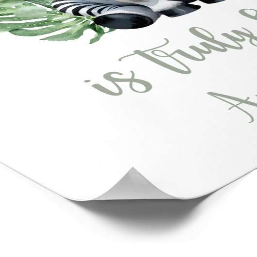 Poster Aquarelle personnalisée Zebra Girl Safari Nursery (Coin)