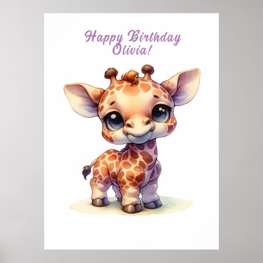 Poster Aquarelle petite girafe (Devant)