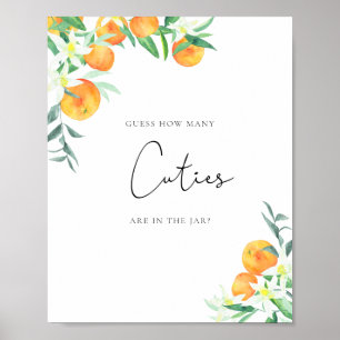 Poster Aquarelle petits oranges, devinez combien de bébés