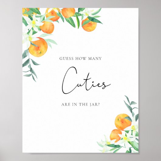 Poster Aquarelle petits oranges, devinez combien de bébés (Devant)