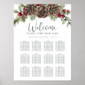 Poster Aquarelle Pine Cônes Mariage d'hiver Carte de sièg (Devant)