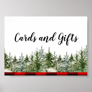 Poster Aquarelle Pine verte et Buffle rouge Plaid