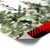 Poster Aquarelle Pine verte et Buffle rouge Plaid (Coin)