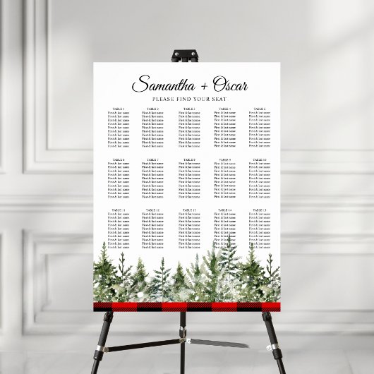 Poster Aquarelle Pine verte et Buffle rouge Plaid