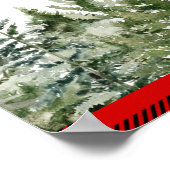 Poster Aquarelle Pine verte et Buffle rouge Plaid (Coin)