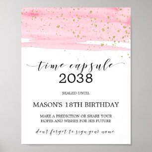 Poster Aquarelle Pink Blush & Gold Time