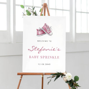 Poster Aquarelle PInk Chaussures pour bébé Sprinkle Bienv