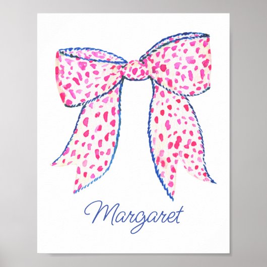 Poster Aquarelle Pink Poka Dot Bow (Devant)