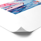 Poster Aquarelle Pink Sailboats Côtier tropical (Coin)