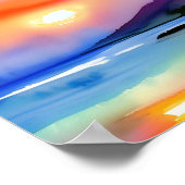 Poster Aquarelle Pittoresque de plage Tropical (Coin)