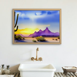 Poster Aquarelle Pittoresque Desert Sunrise