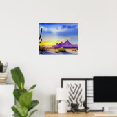 Poster Aquarelle Pittoresque Desert Sunrise (Bureau à domicile)