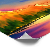 Poster Aquarelle Pittoresque Golden Light Mountains (Coin)