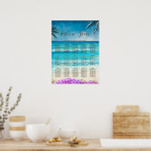 Poster Aquarelle Plage Bleu Océan Mariage Carte de siège (Cuisine)