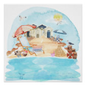 Poster Aquarelle Plage Côtière (Devant)