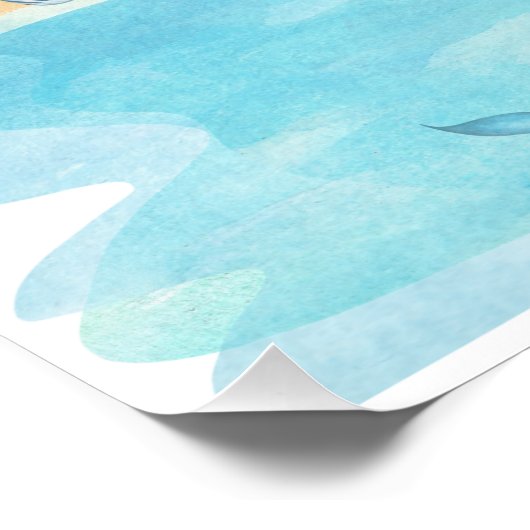 Poster Aquarelle Plage Côtière (Coin)