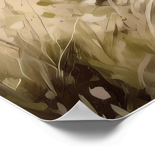 Poster Aquarelle Plage Côtière Illustration Mur Art (Coin)