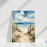 Poster Aquarelle Plage Côtière Illustration Mur Art<br><div class="desc">The Watercolor Coastal Beach Illustration Wall Art est une grande décoration pour les maisons côtières ou de plage.</div>