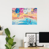 Poster Aquarelle Plage d'Été (Bureau à domicile)