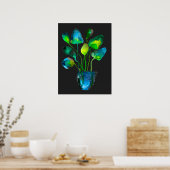 Poster Aquarelle plante art vert et bleu abstrait (Cuisine)