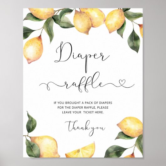 Poster Aquarelle Plaque de tombole citron (Devant)