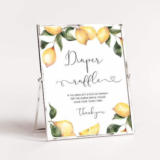 Poster Aquarelle Plaque de tombole citron