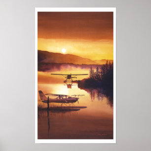 Poster Aquarelle plate de flotteur "de port de ciel"