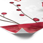 Poster Aquarelle Poinsettia Noël Mariage d'hiver (Coin)