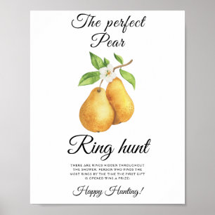Poster Aquarelle poires nuptiale douche Ring chasse jeu