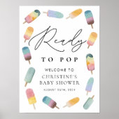 Poster Aquarelle Popsicle Prêt à Pop Baby shower (Devant)