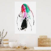 Poster Aquarelle portrait abstrait de la jeune femme, (Cuisine)